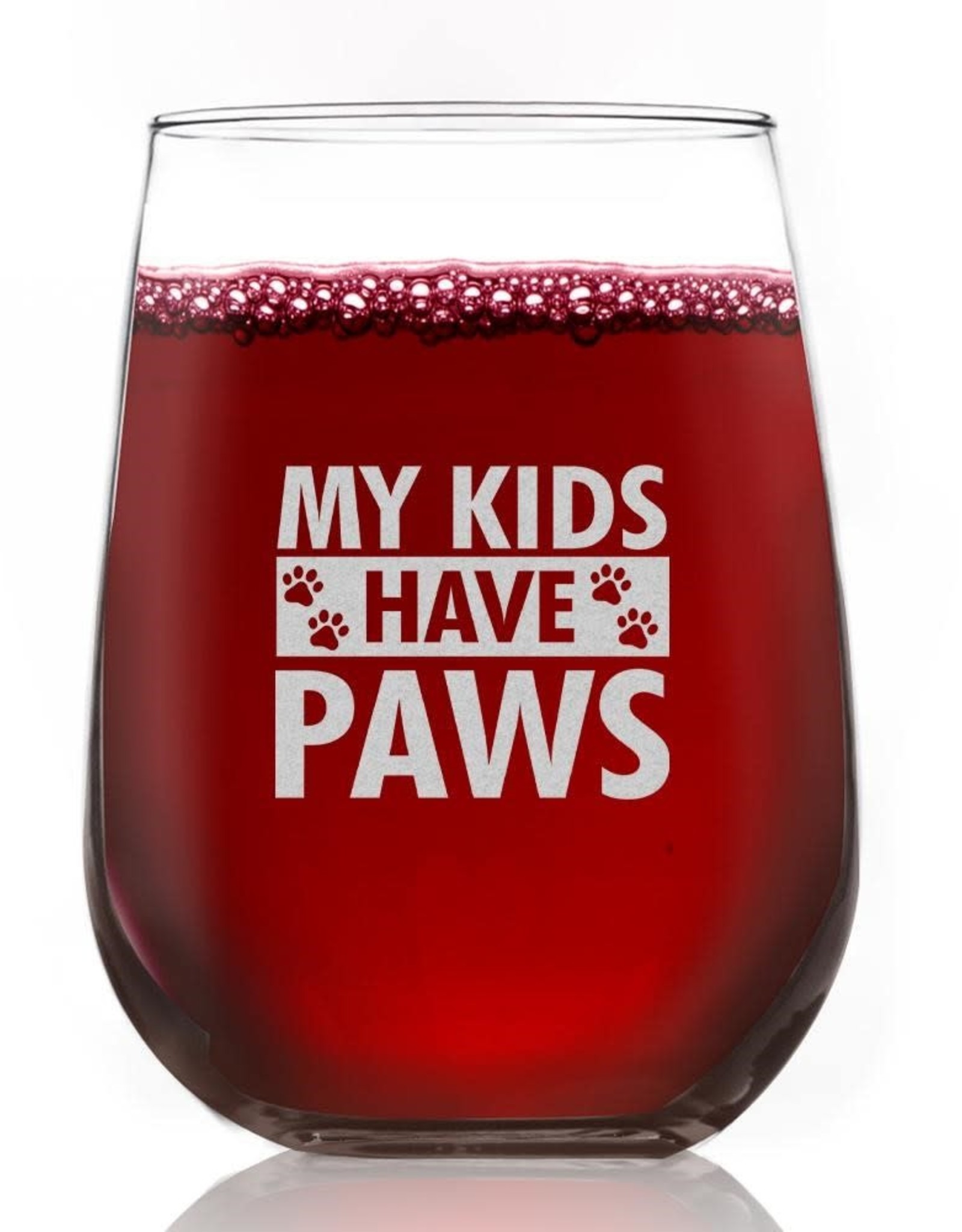 My Kids Have Paws Wine Glass