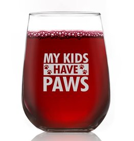 My Kids Have Paws Wine Glass