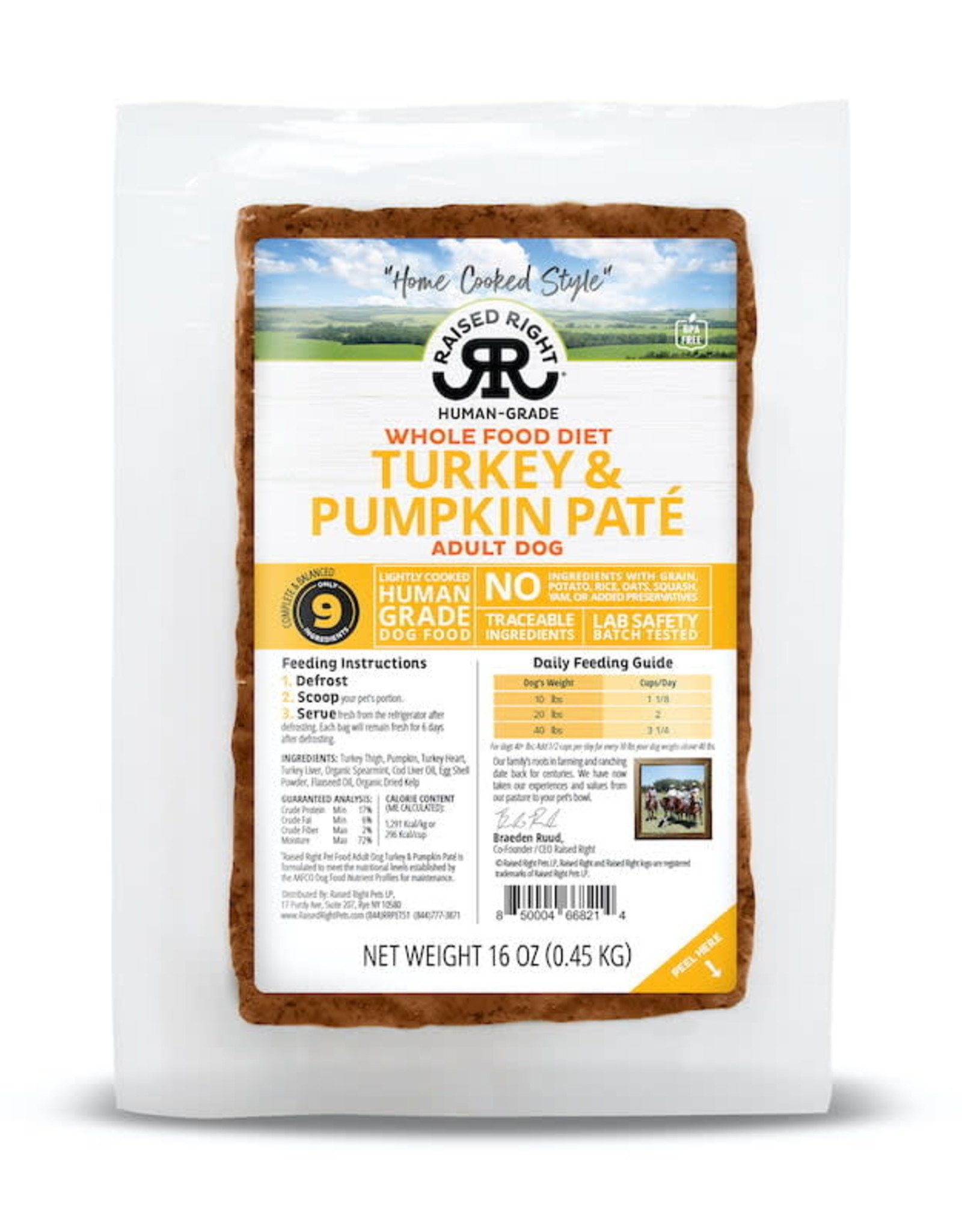 Raised Right Raised Right Turkey & Pumpkin 1lb