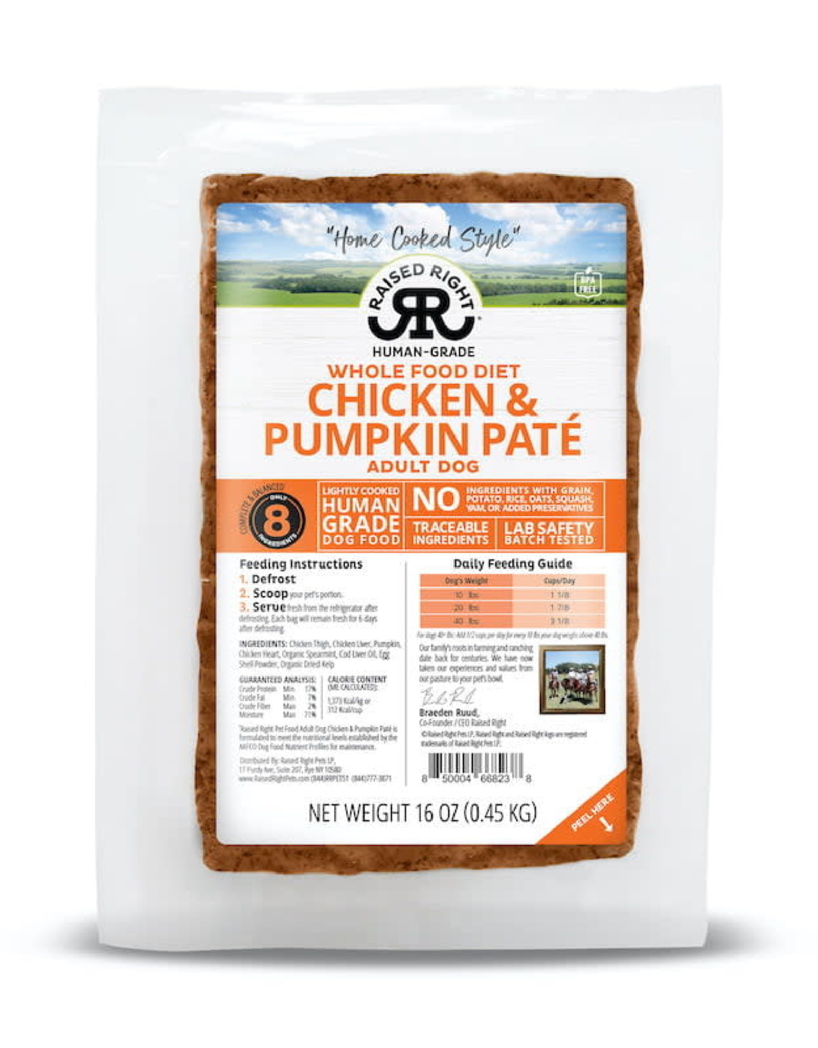 Raised Right Raised Right Chicken & Pumpkin 1lb