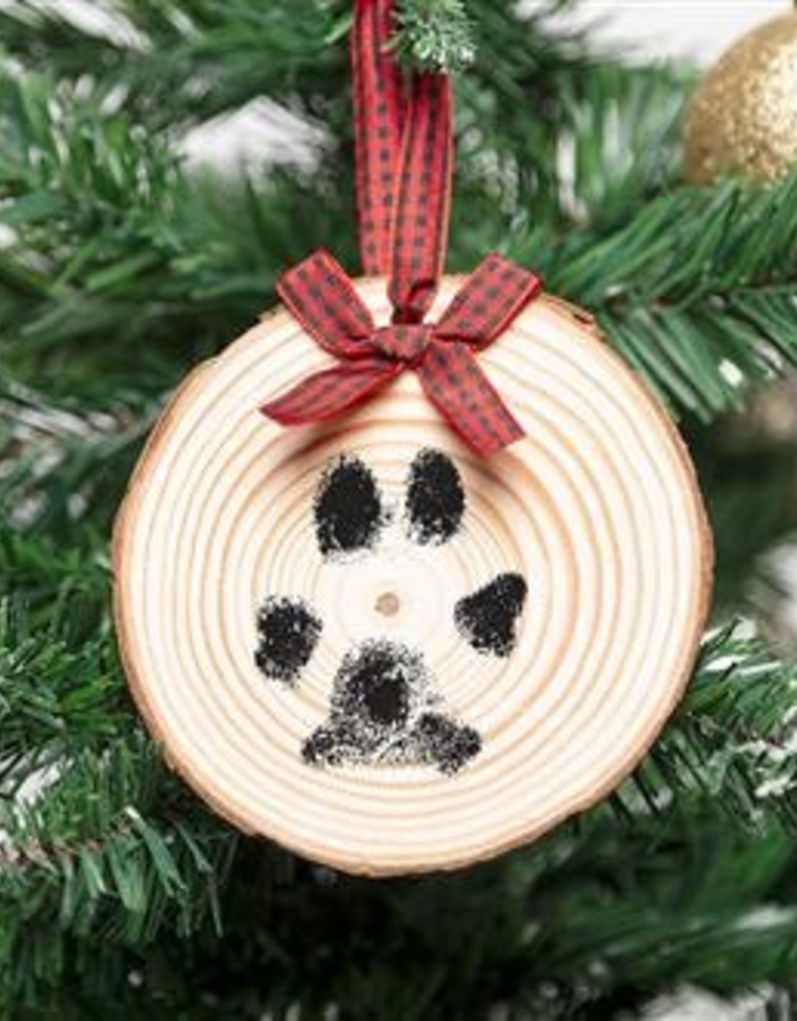 Holiday Wooden Paw Print Ornament