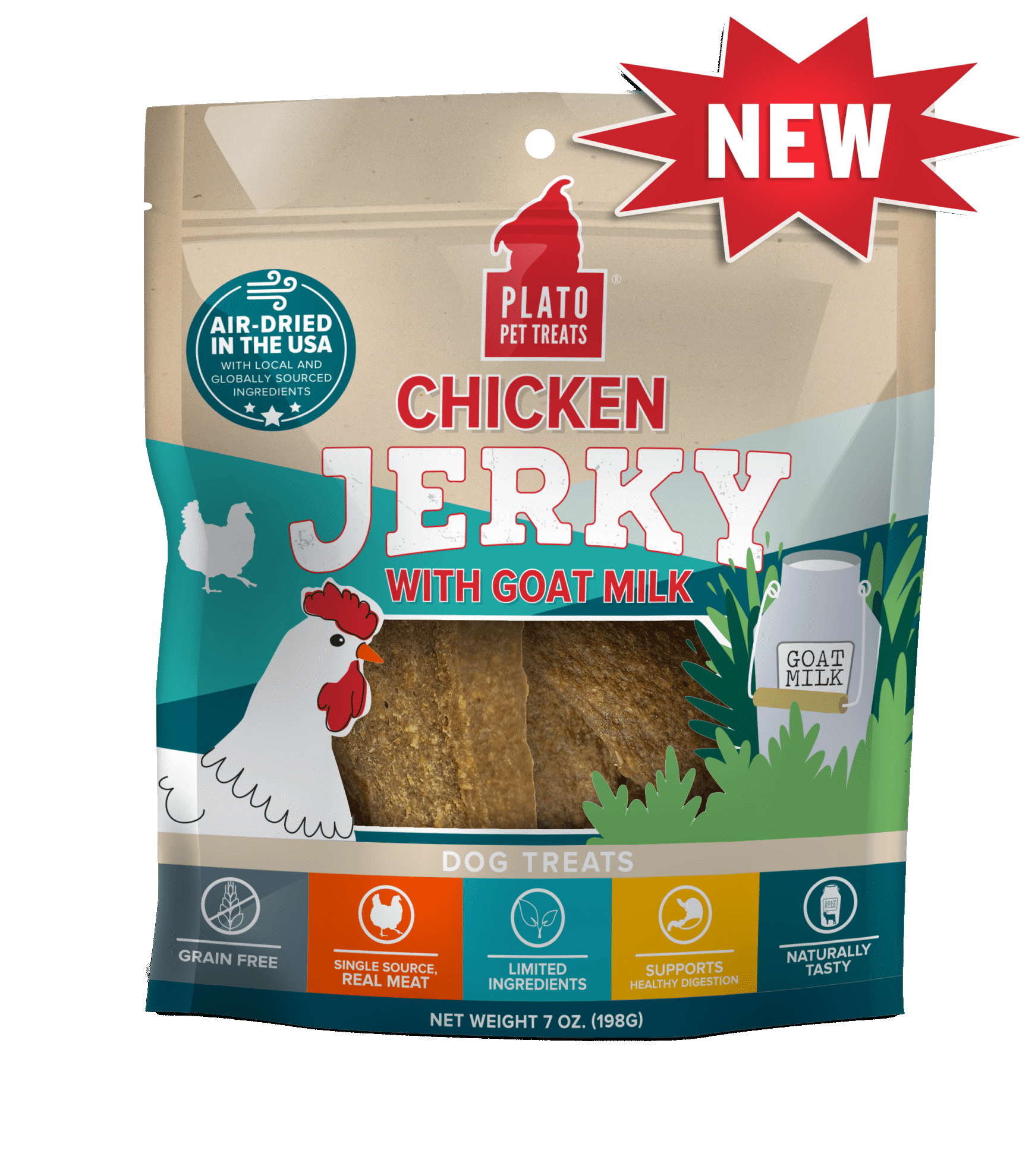 Plato Chicken jerky with Goats Milk Molly's Healthy Pet Food Market