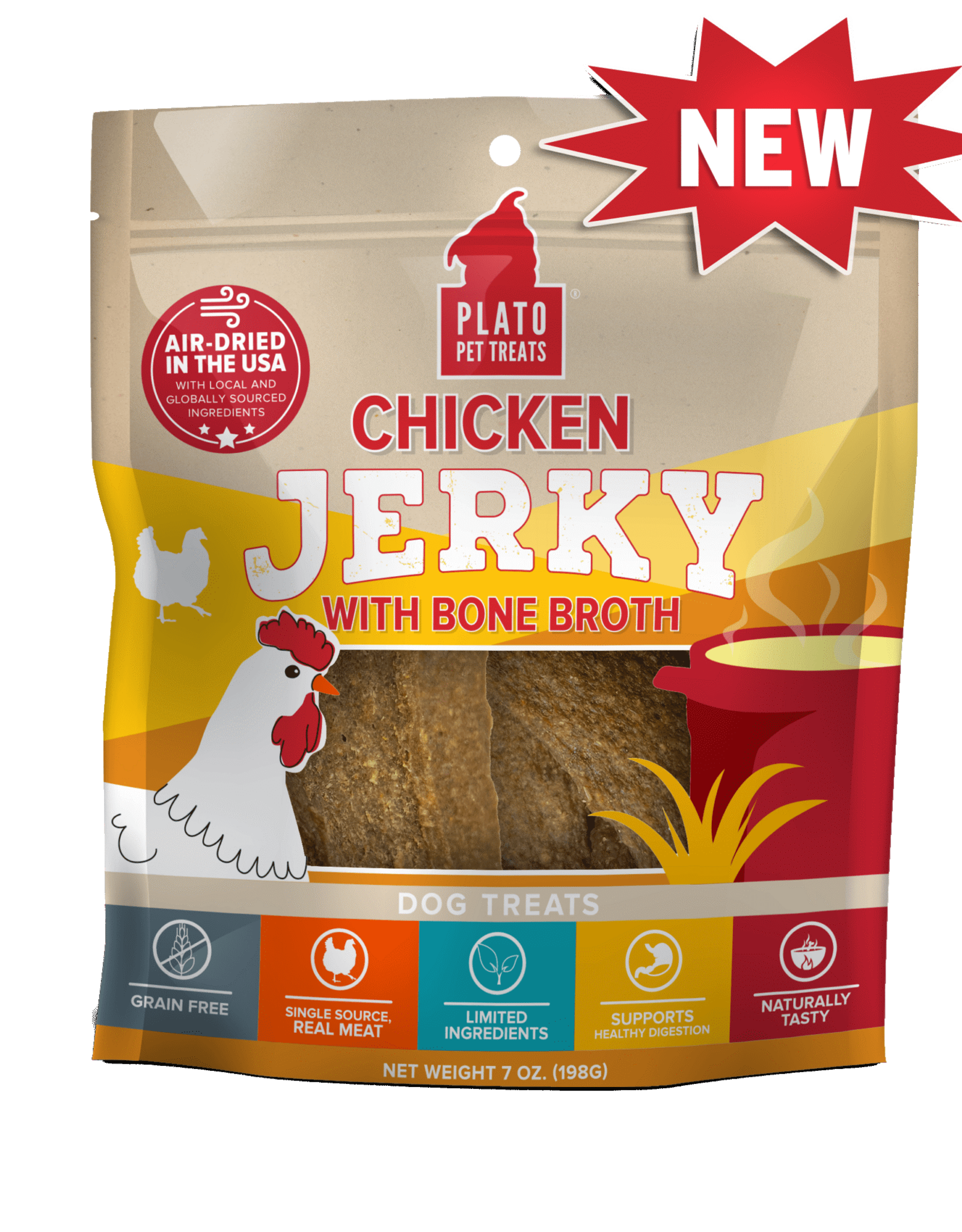 Plato Pet Treats Plato Chicken Jerky with Bone Broth