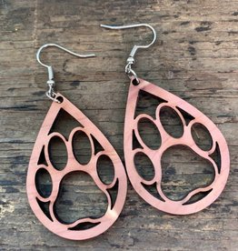 Jill's Jewels Dog Paw Wood Cutout Dangle Earrings