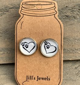 Jill's Jewels Heart Paw Fur Mama Stud Earrings