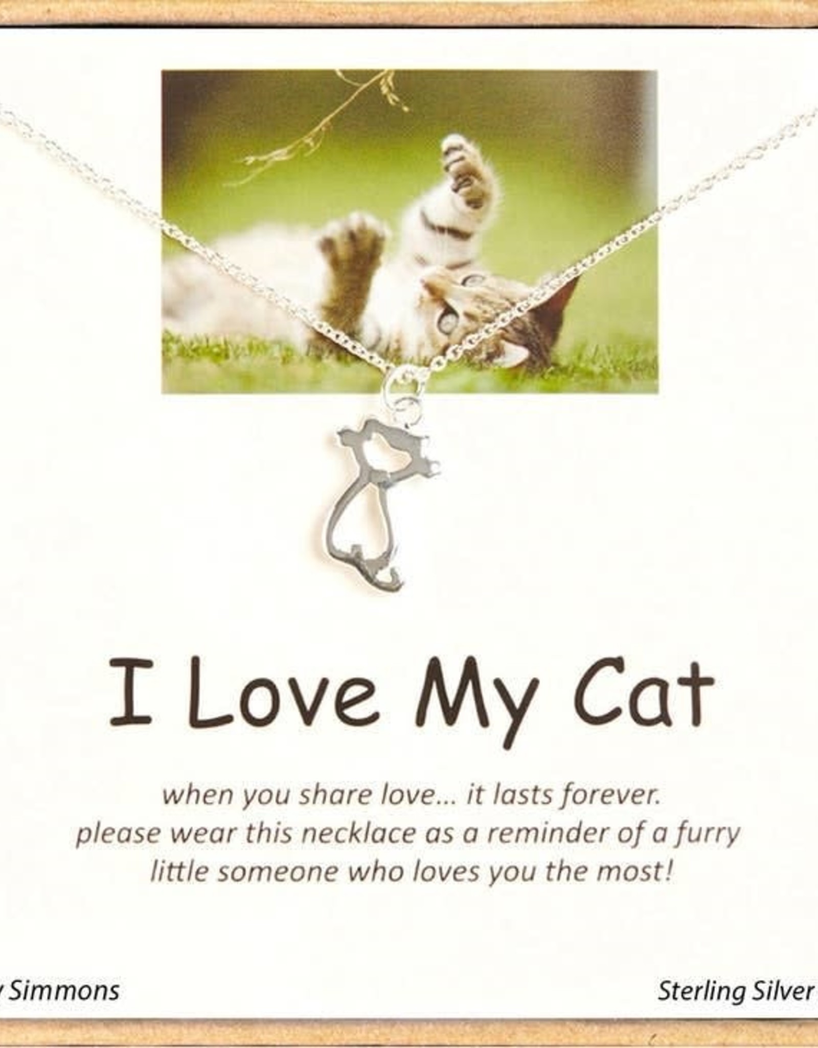 Zoey Simmons I Love My Cat Silhouette Boxed Charm Necklace