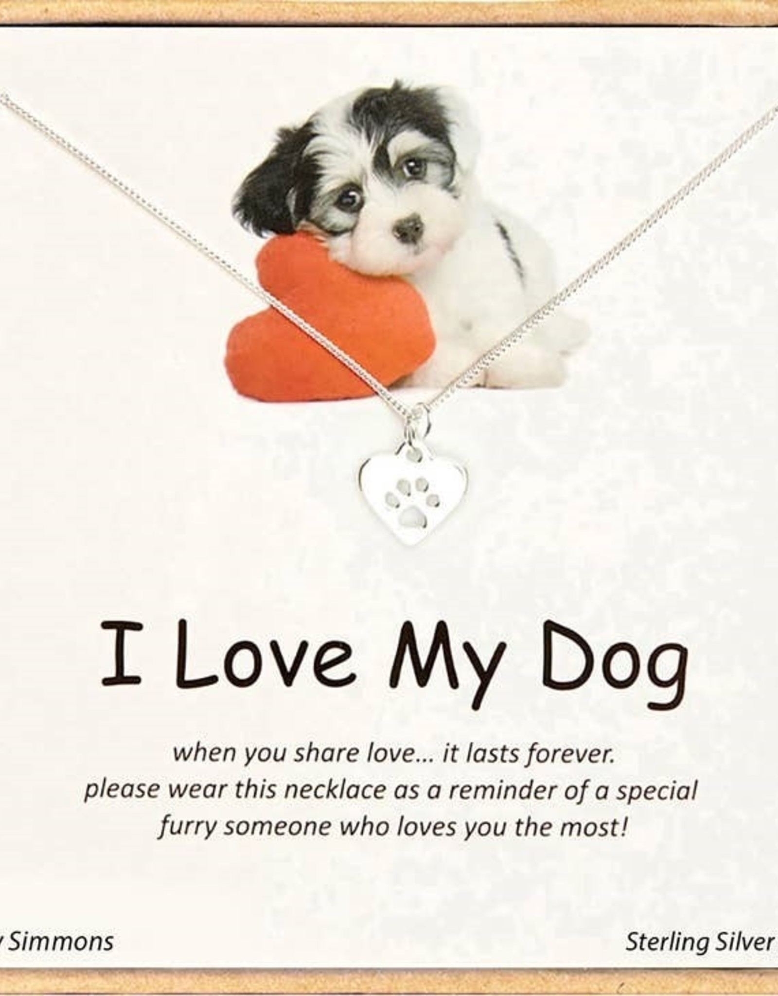 Zoey Simmons I Love My Dog Heart Boxed Charm Necklace