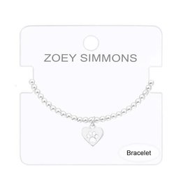 Zoey Simmons Love My Dog Paw Charm Beaded Bracelet