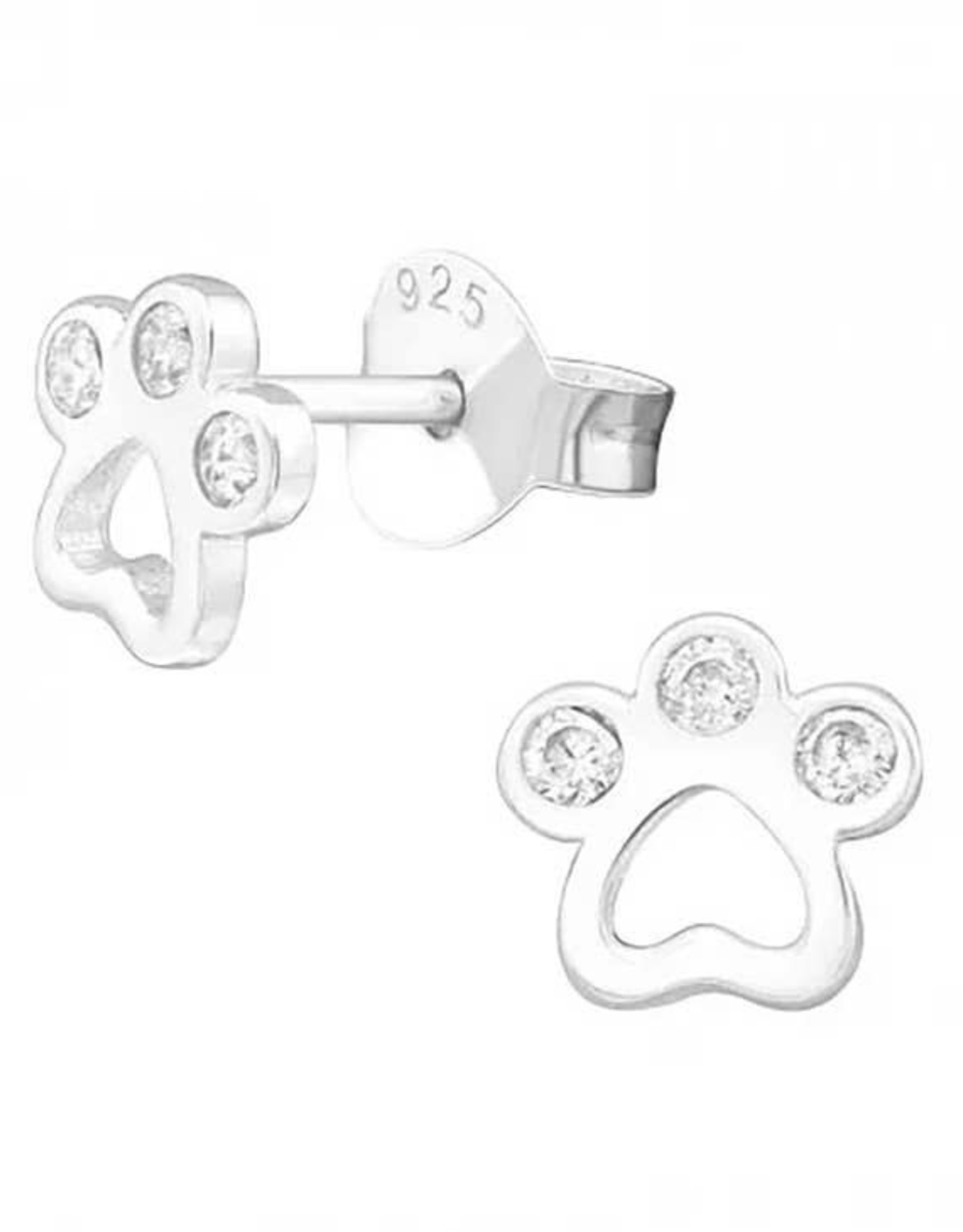 Zoey Simmons Sterling Silver Paw Silhouette Stud Earrings