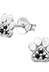 Zoey Simmons Sterling Silver Black Paw Print Stud Earrings