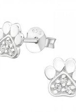Zoey Simmons Sterling Silver White Paw Print Stud Earrings