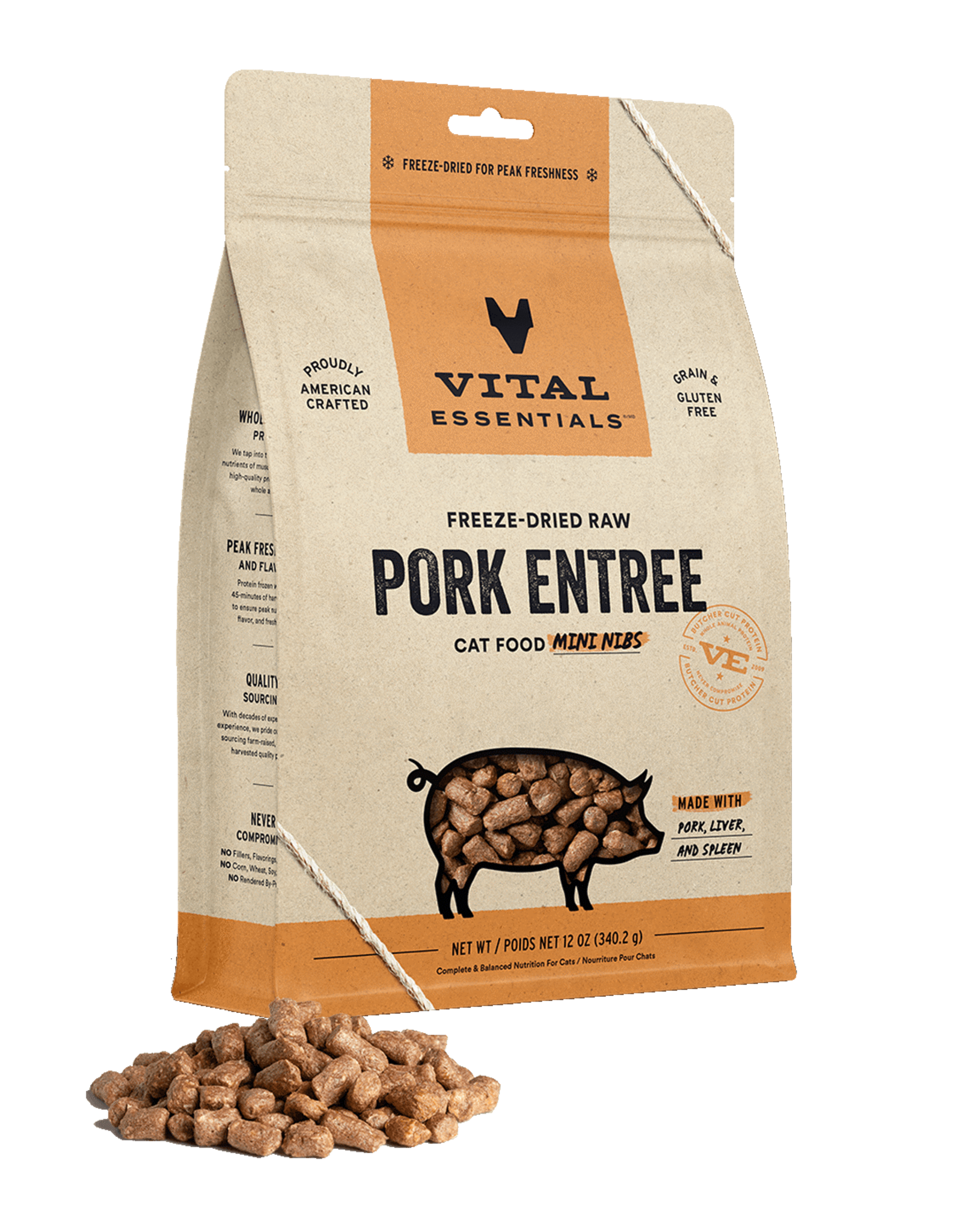 Vital Essentials Vital Essentials Cat Freeze-Dried Pork Mini Nibs 12oz