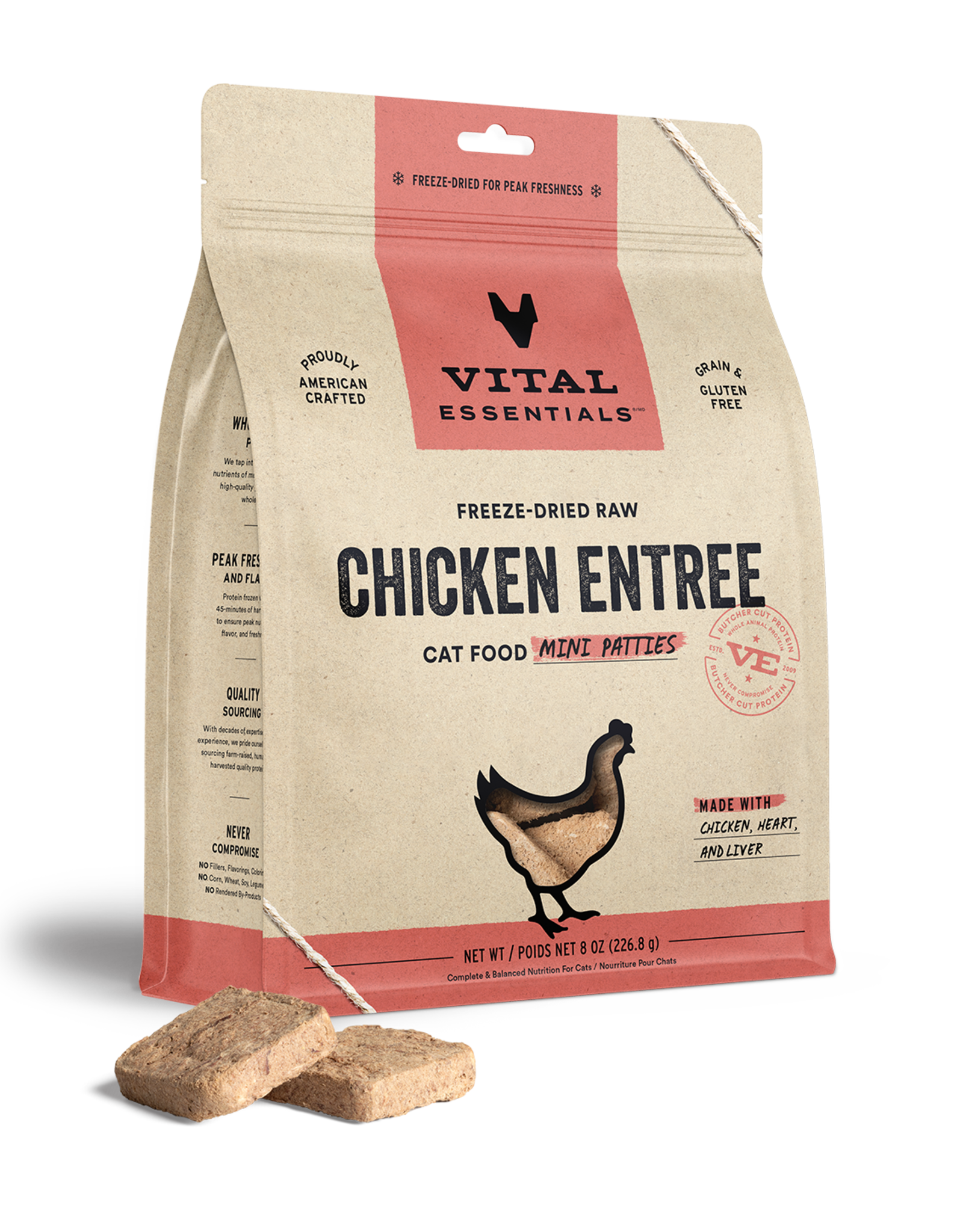 Vital Essentials Vital Essentials Cat Freeze-Dried Chicken Mini Patties 8oz