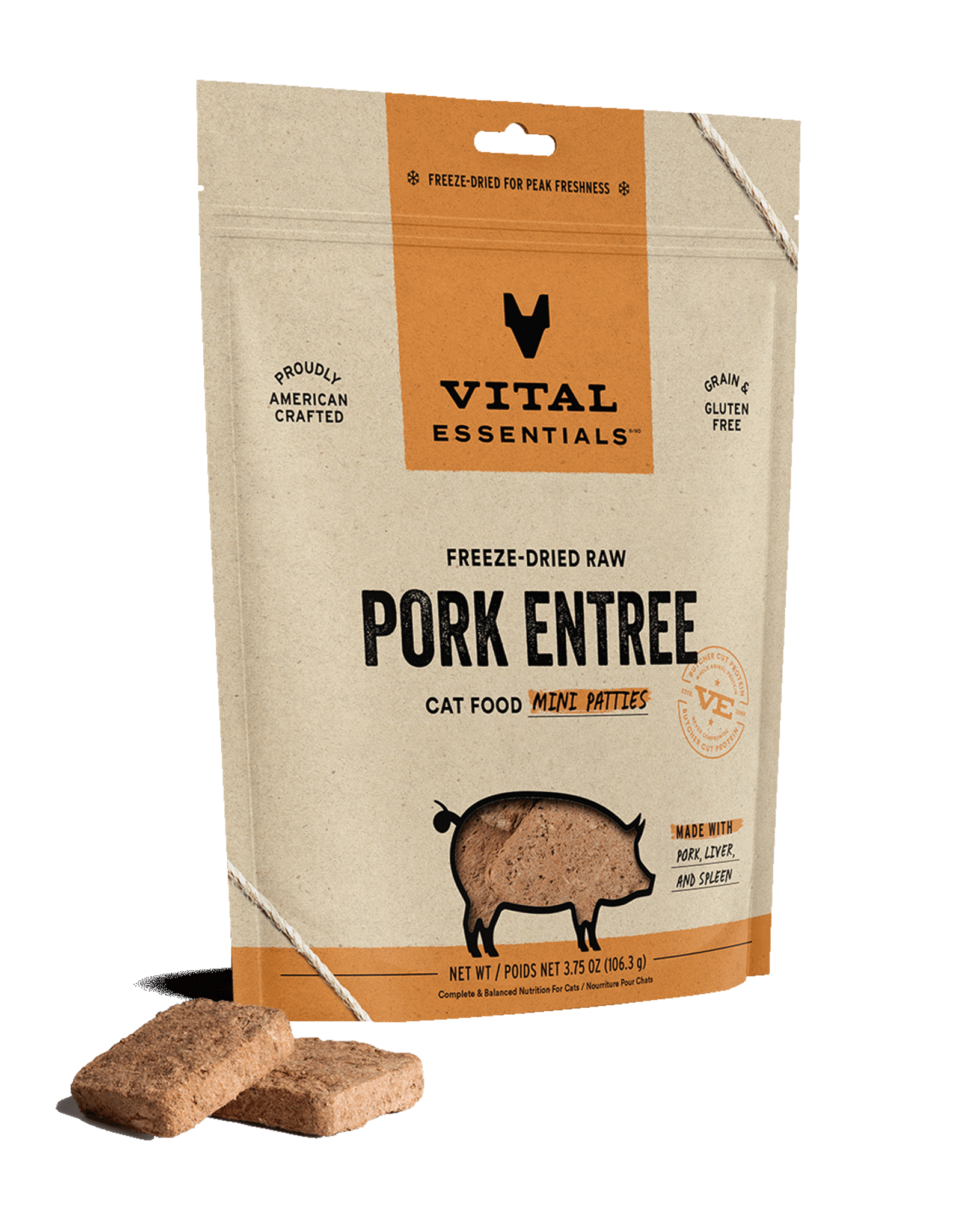 Vital Essentials Vital Essentials Cat Freeze-Dried Pork Mini Patties 8oz