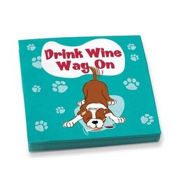 Drink Wine, Wag On Beverage Napkins Set of 20