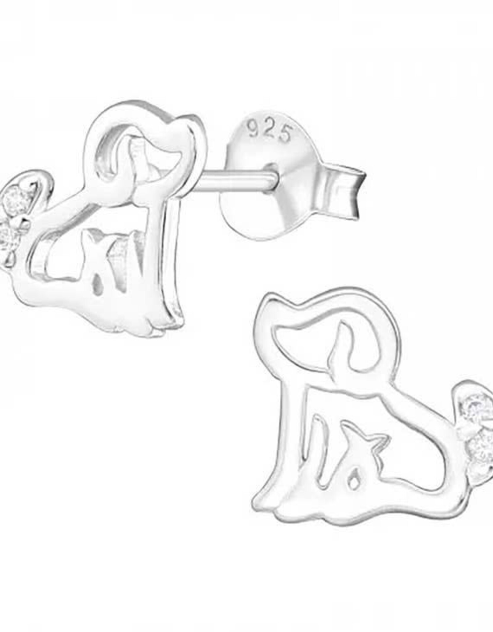 Zoey Simmons Sterling Silver Dog Silhouette Stud Earrings