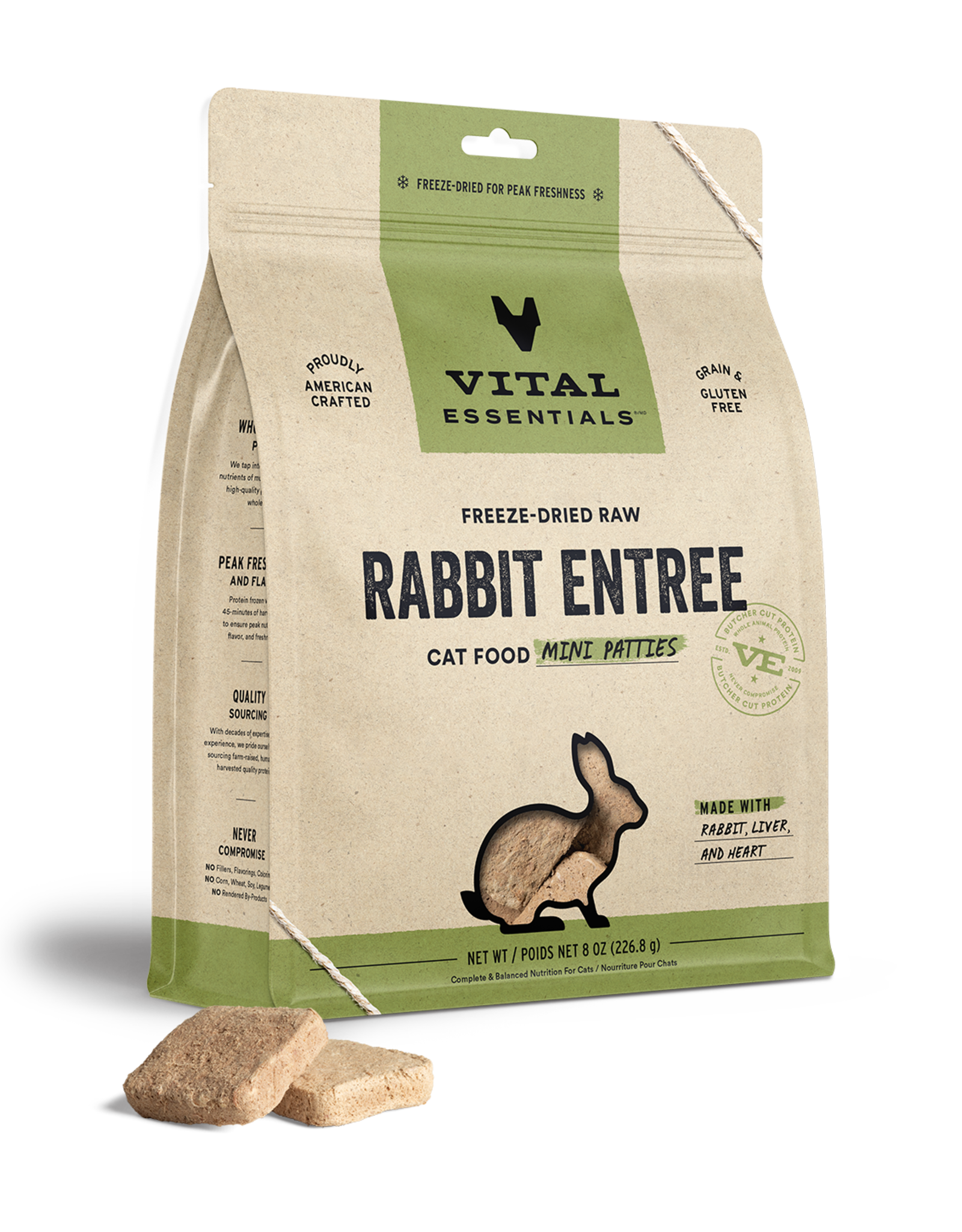 Vital Essentials Vital Essentials Cat Freeze-Dried Rabbit Mini Patties 8oz