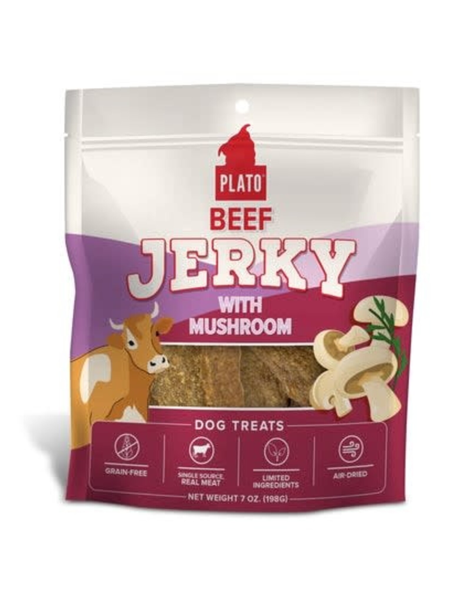 Plato Pet Treats Plato Beef Jerky with Mushrooms