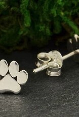 Sterling Silver Paw Print Post Earrings 6x7mm