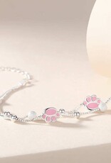 Cute Pink Cat Paw Charm Bracelet in 925 Sterling Silver Cute Pink Cat Paw Charm Bracelet in 925 Sterling Silver