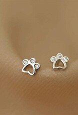 Dainty Gold Pet Dog Paw Stud Earrings in 925 Sterling Silver