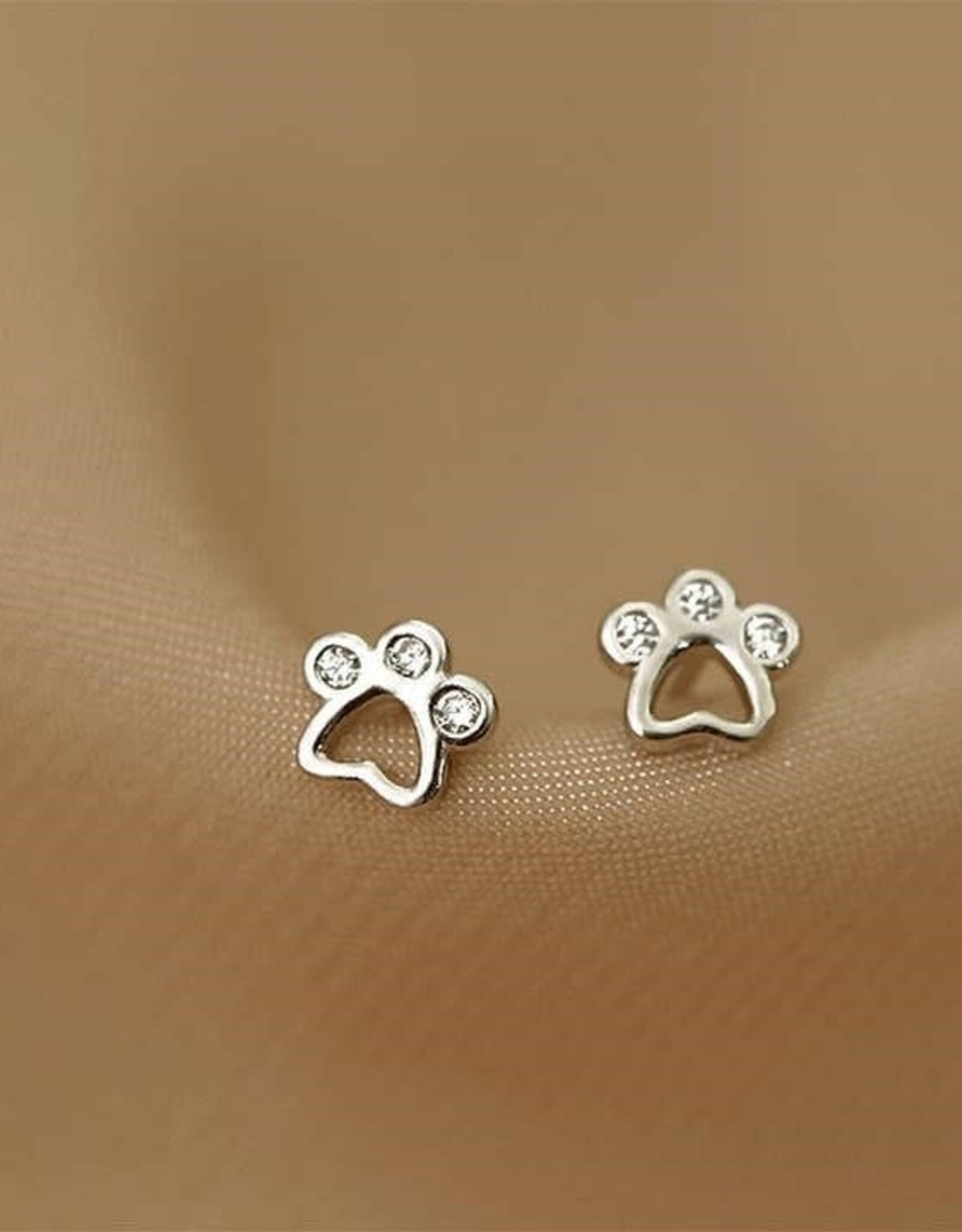 Dainty Gold Pet Dog Paw Stud Earrings in 925 Sterling Silver