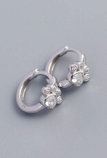 Dainty Pet Paw Print Hoop Earrings in 925 Sterling Silver