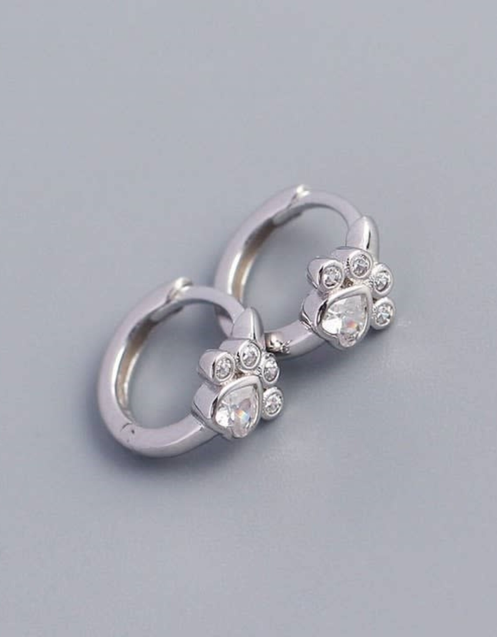 Dainty Pet Paw Print Hoop Earrings in 925 Sterling Silver