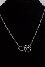 Zoey Simmons Dog Paw Heart Interlocking Charm Necklace in Stainless Steel