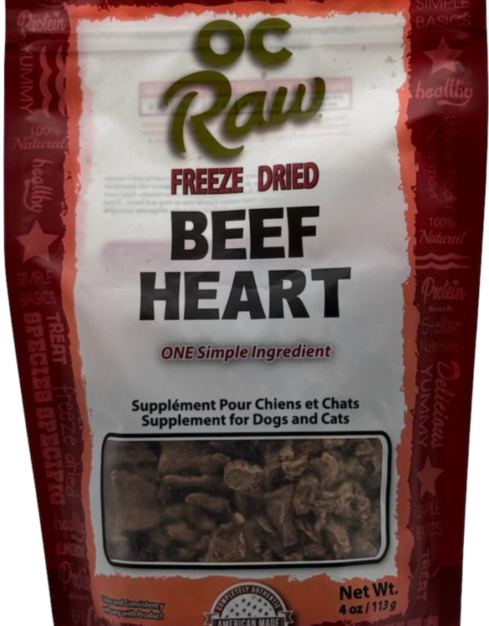 OC Raw Dog OC Raw Freeze Dried Beef Hearts 4oz