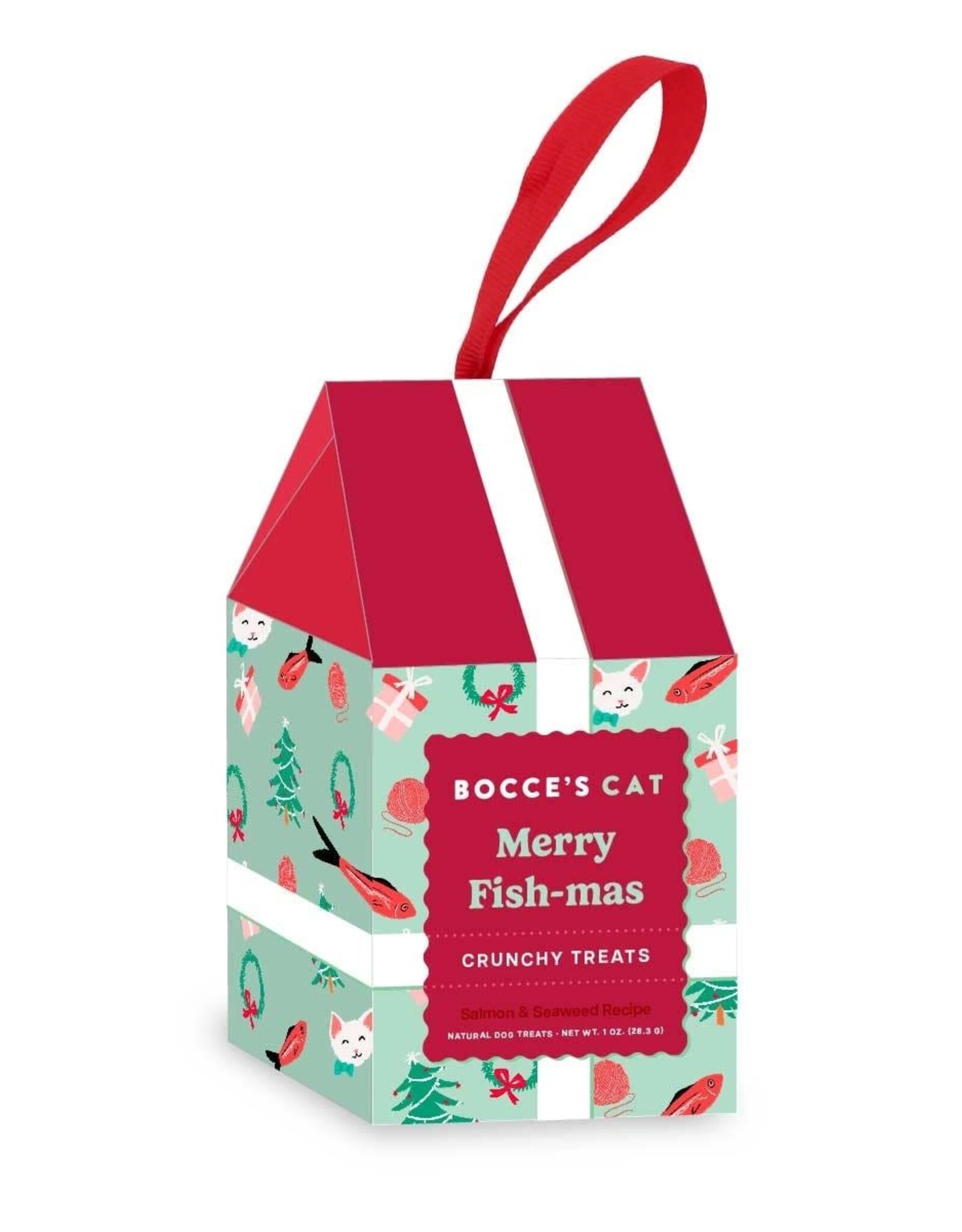 Bocce Holiday Merry Fish-Mas Cat Ornament