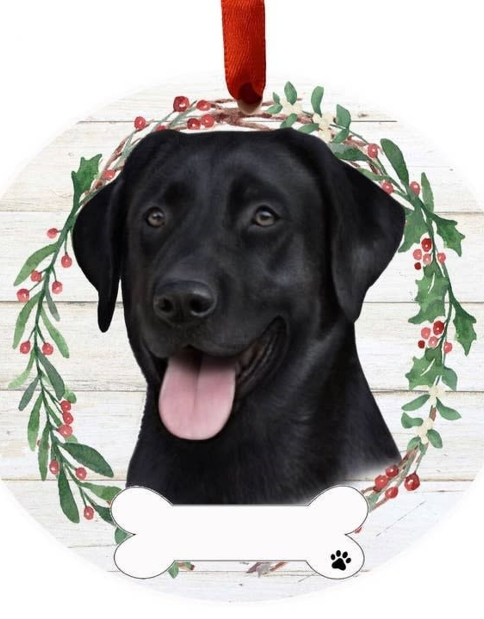 Black Labrador Ceramic Wreath Ornament
