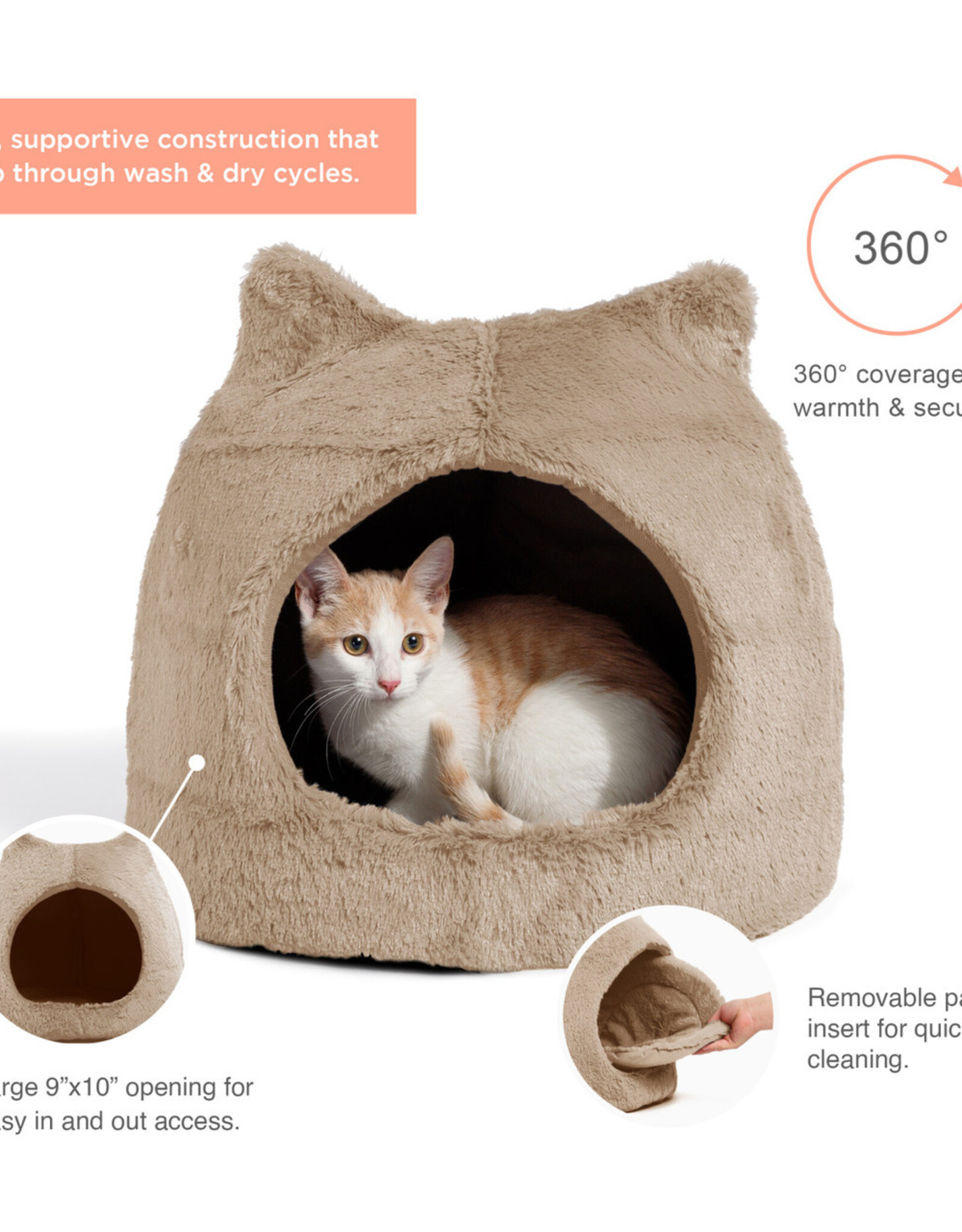 Outward Hound Meow Hut Fur Cat Bed 17x17