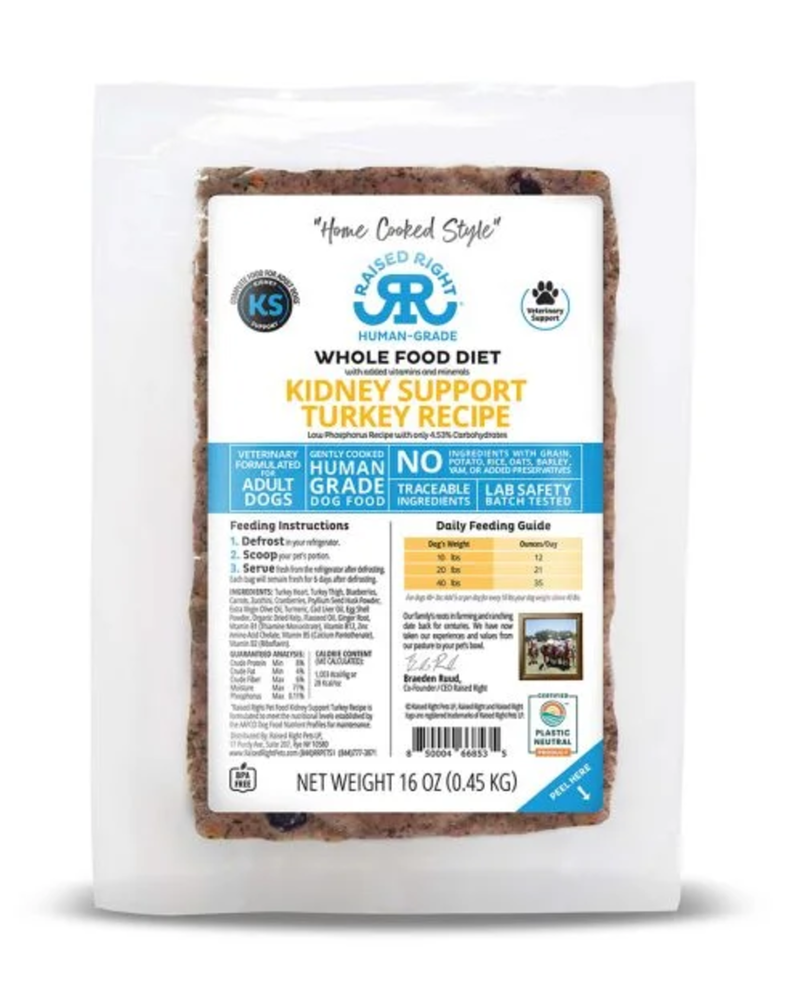 Raised Right Raised Right Kidney Support Turkey Adult