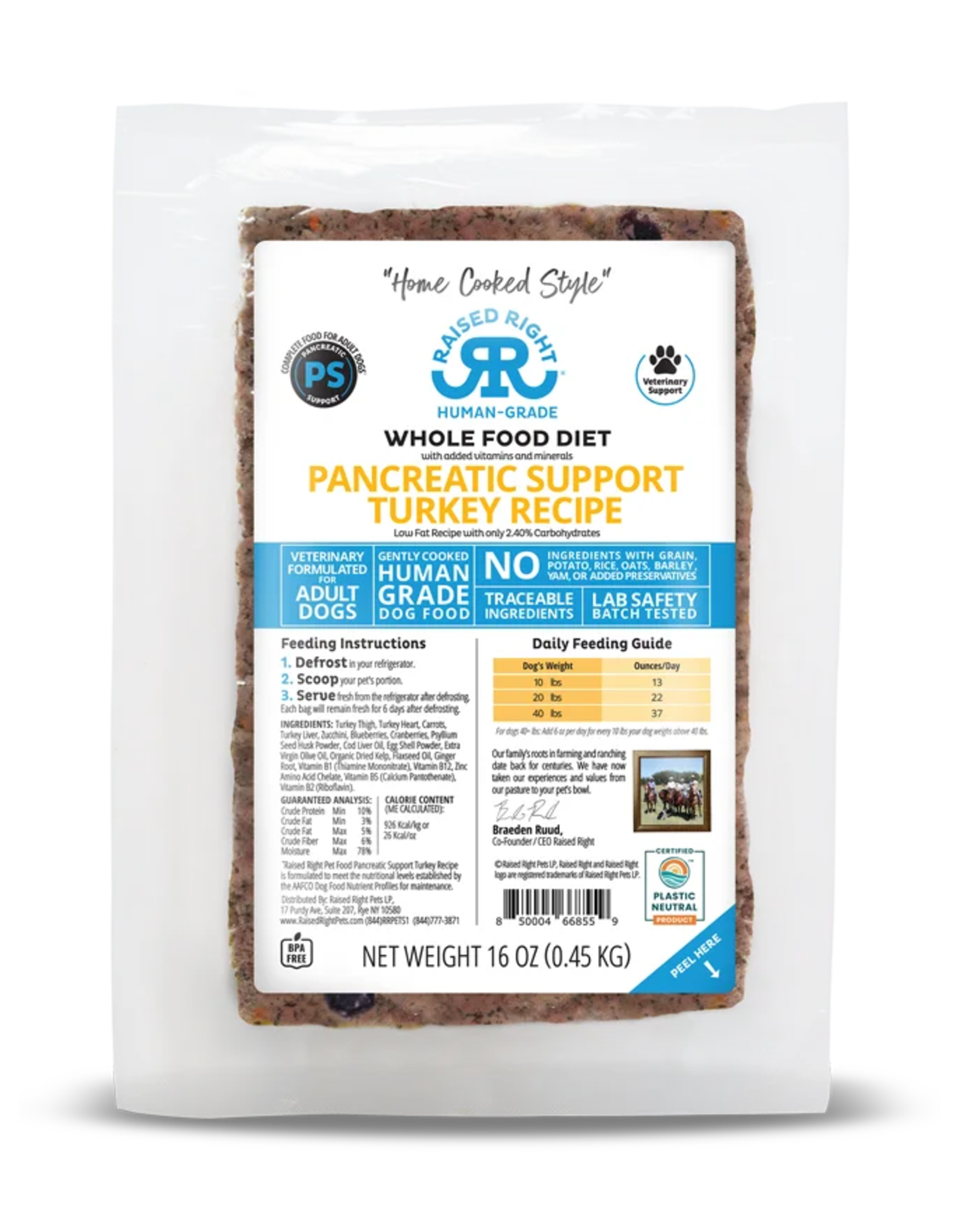 Raised Right Raised Right Pancreatic Support Turkey Adult