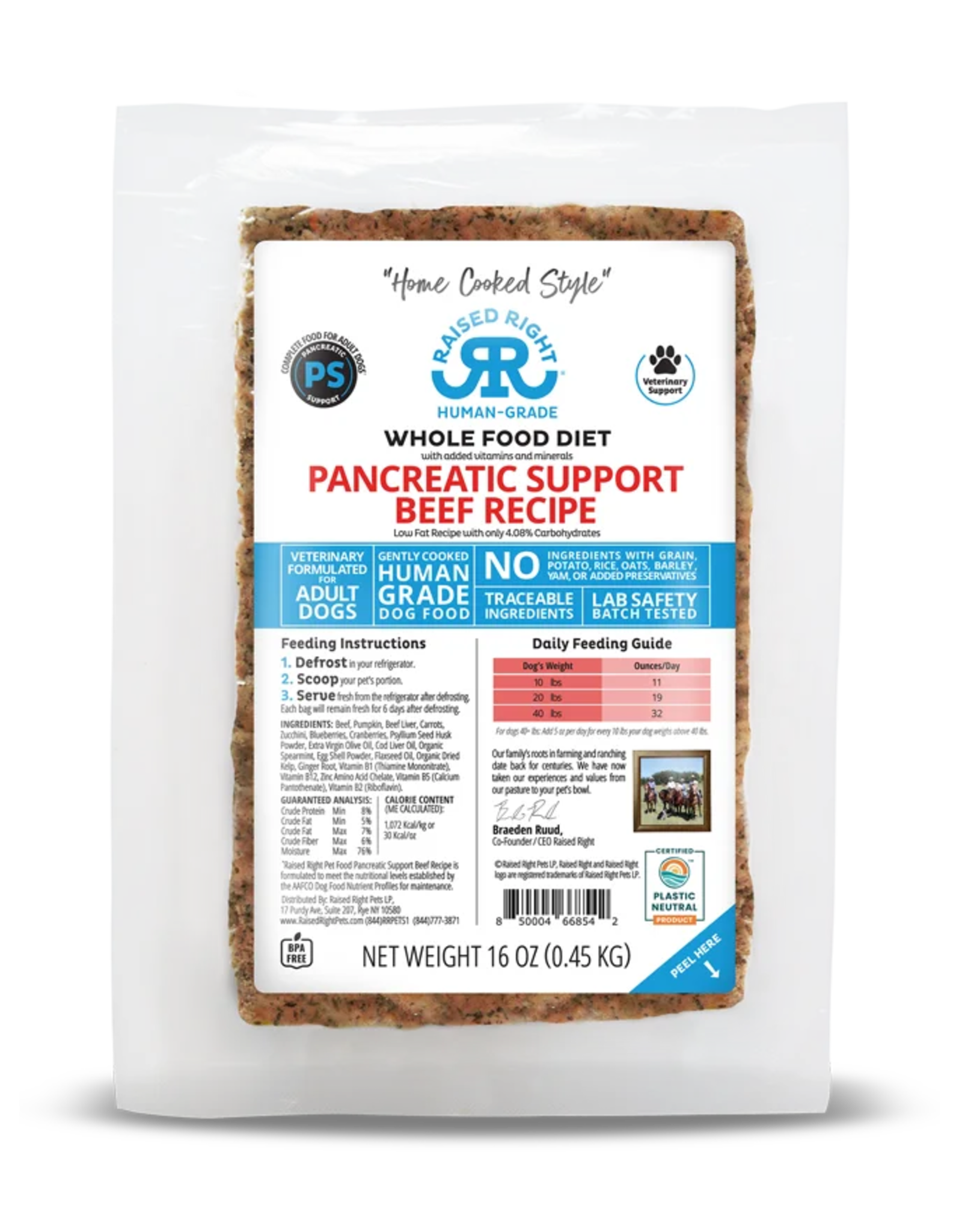 Raised Right Raised Right Pancreatic Support Beef Adult