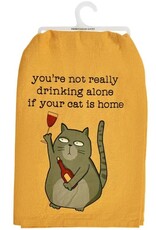 Kitchen Tea Towel - Not Drinking Alone Cat