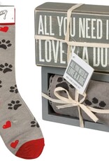 Love and A Dog Box Sign and Sock Set