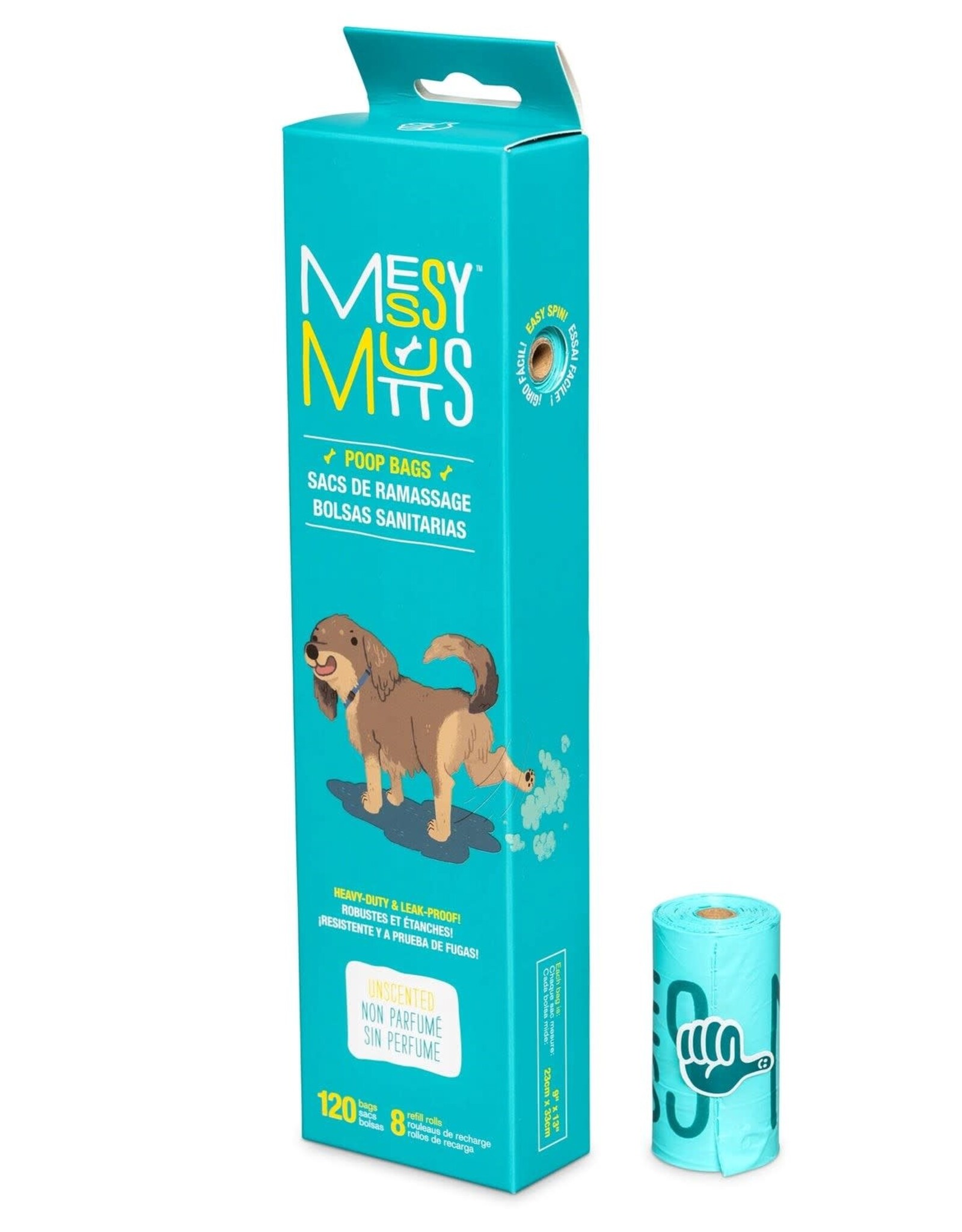 Messy Mutts Advanced BioRecycle™ Dog Poop Bags, 8 Refill Rolls, 120 Bag Count