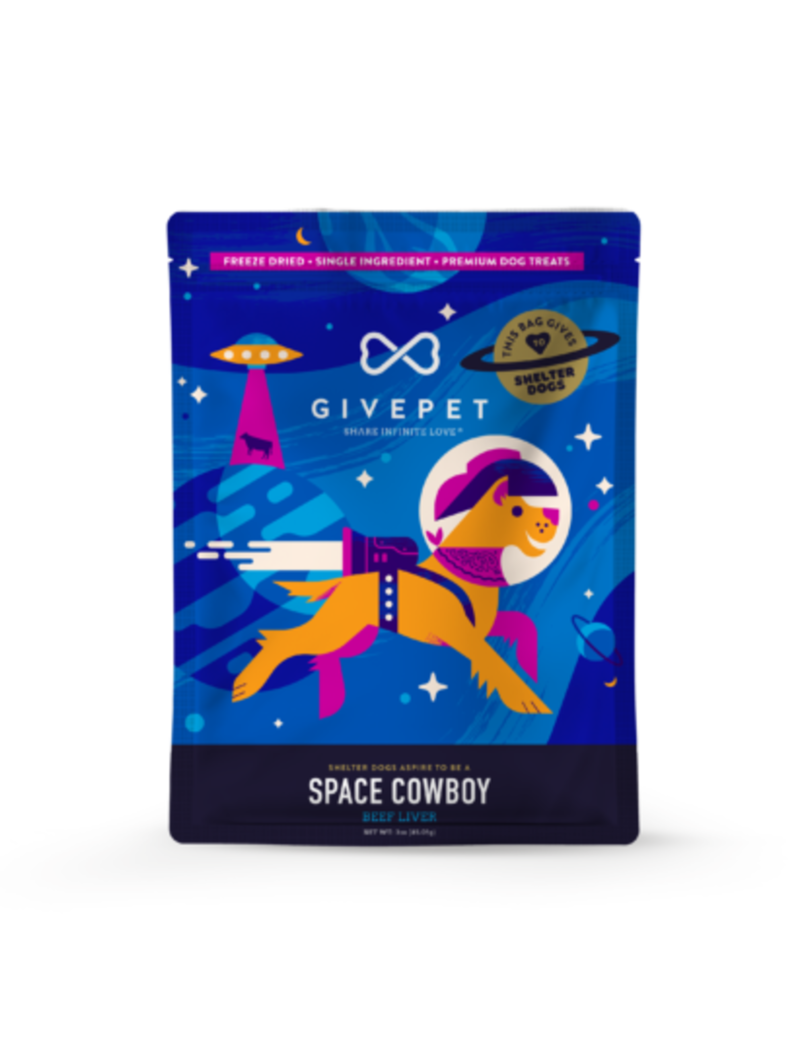 GivePet GivePet Space Cowboy 3oz - Freeze-Dried Beef Liver