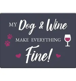 Dog Speak Dog Speak Refrigerator Magnet - Dog & Wine Make Everything Fine