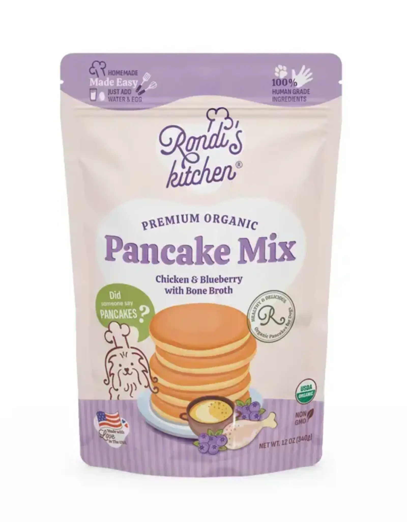 Rondi's Kitchen Organic Superfood Pancake Mix For Dogs Chicken & Blueberry