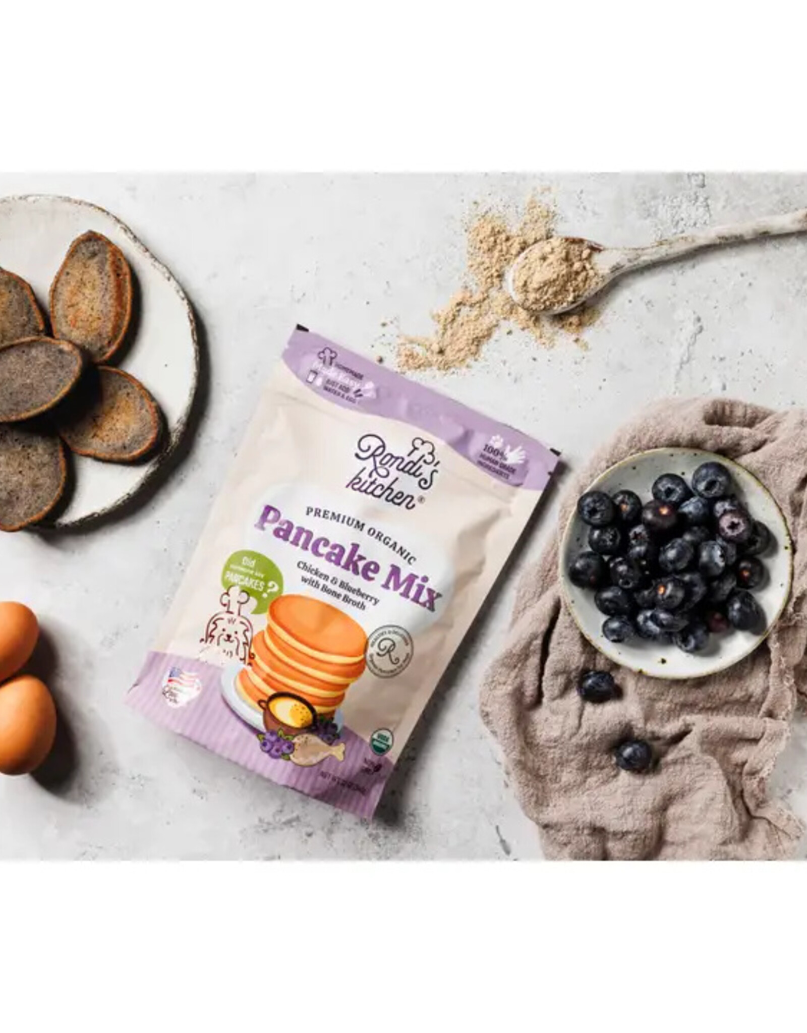 Rondi's Kitchen Organic Superfood Pancake Mix For Dogs Chicken & Blueberry