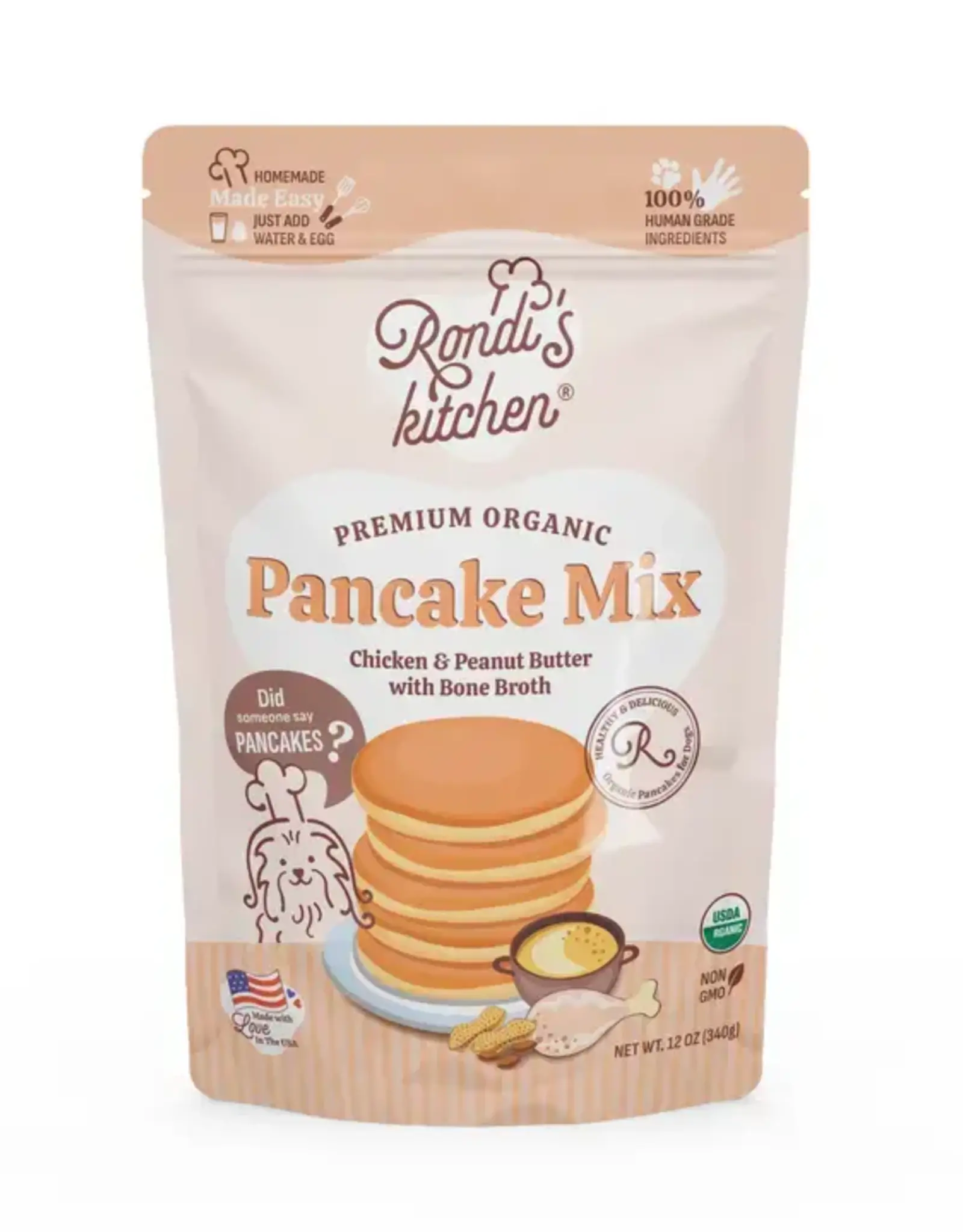 Rondi's Kitchen Organic Superfood Pancake Mix For Dogs Chicken Peanut Butter