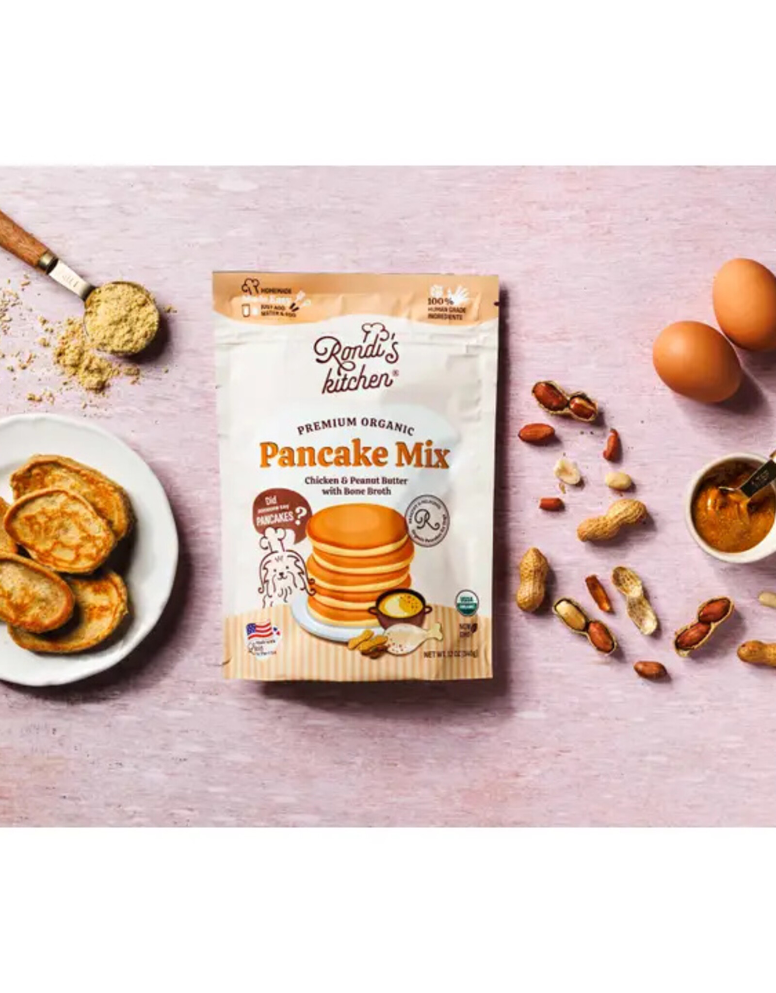 Rondi's Kitchen Organic Superfood Pancake Mix For Dogs Chicken Peanut Butter