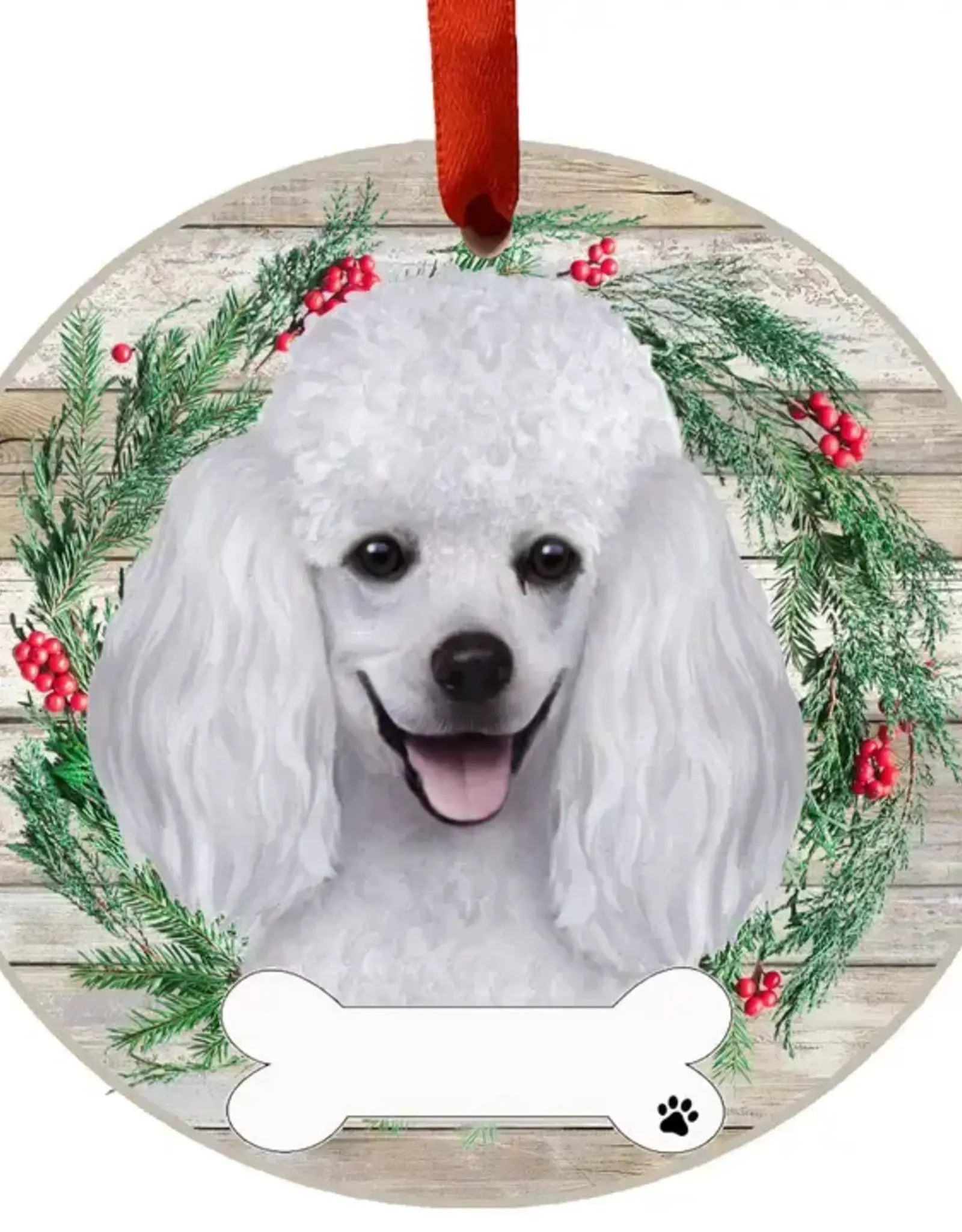 Poodle Ceramic Wreath Ornament