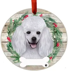 Poodle Ceramic Wreath Ornament