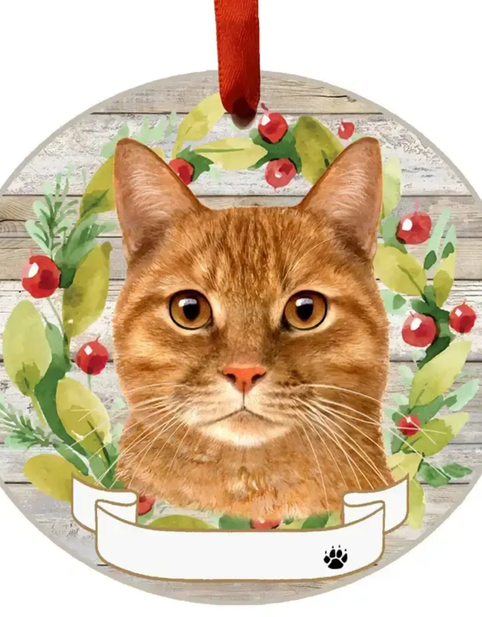 Cat - Orange Tabby Cat Ceramic Wreath Ornament