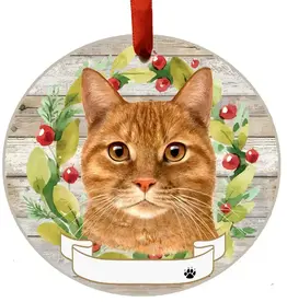 Cat - Orange Tabby Cat Ceramic Wreath Ornament