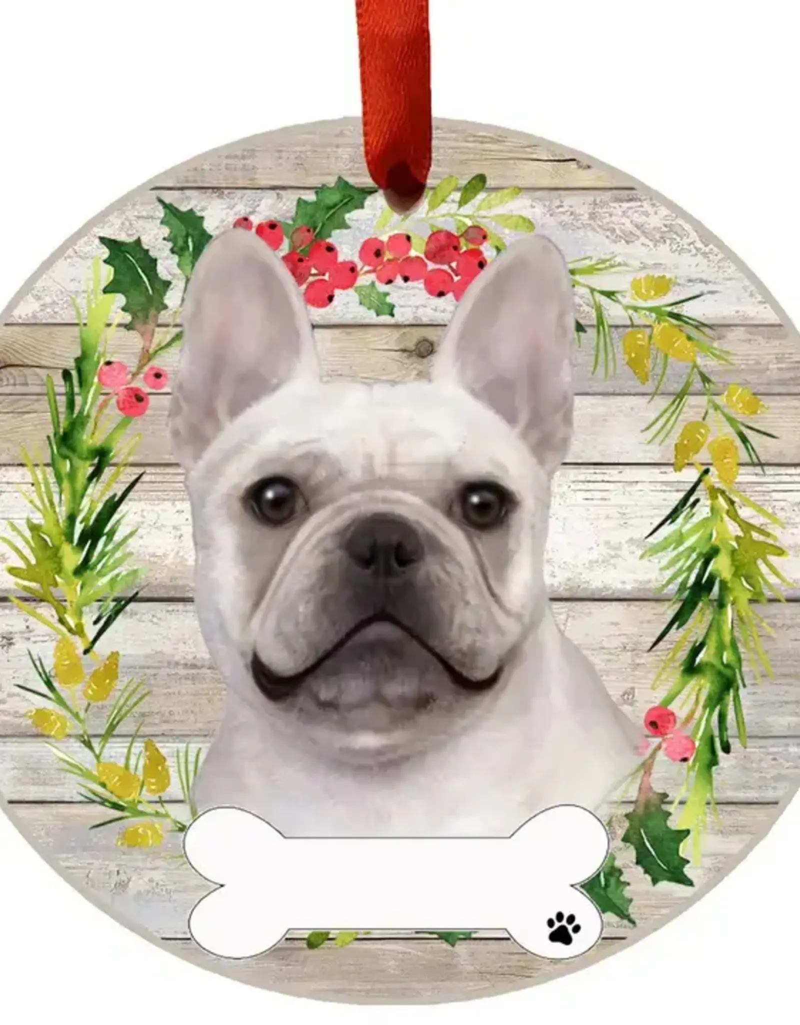French Bulldog Ceramic Wreath Ornament